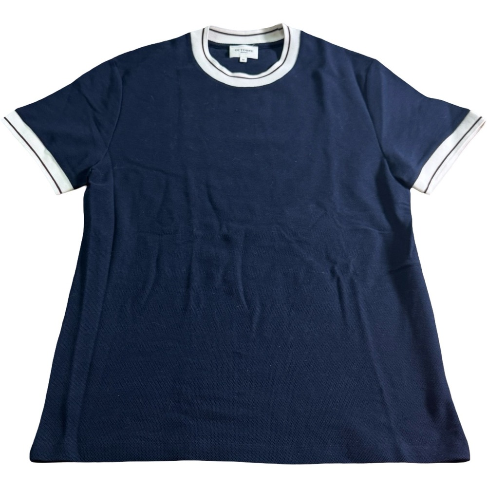 Octobre Editions Ringer Tee Mens M Navy Blue Good Organic Cotton Retro Pique